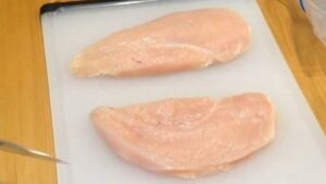 Chicken Breasts Cutting Before Brined