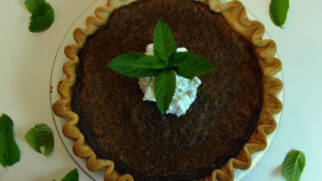 Chocolate Chess Pie Recipe With Mint Leaves