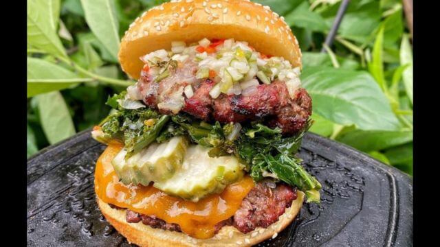 Burger made With Grillo's Pickles